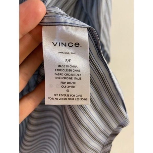 Vince Navy and White Striped Blouse women Small - Picture 8 of 8